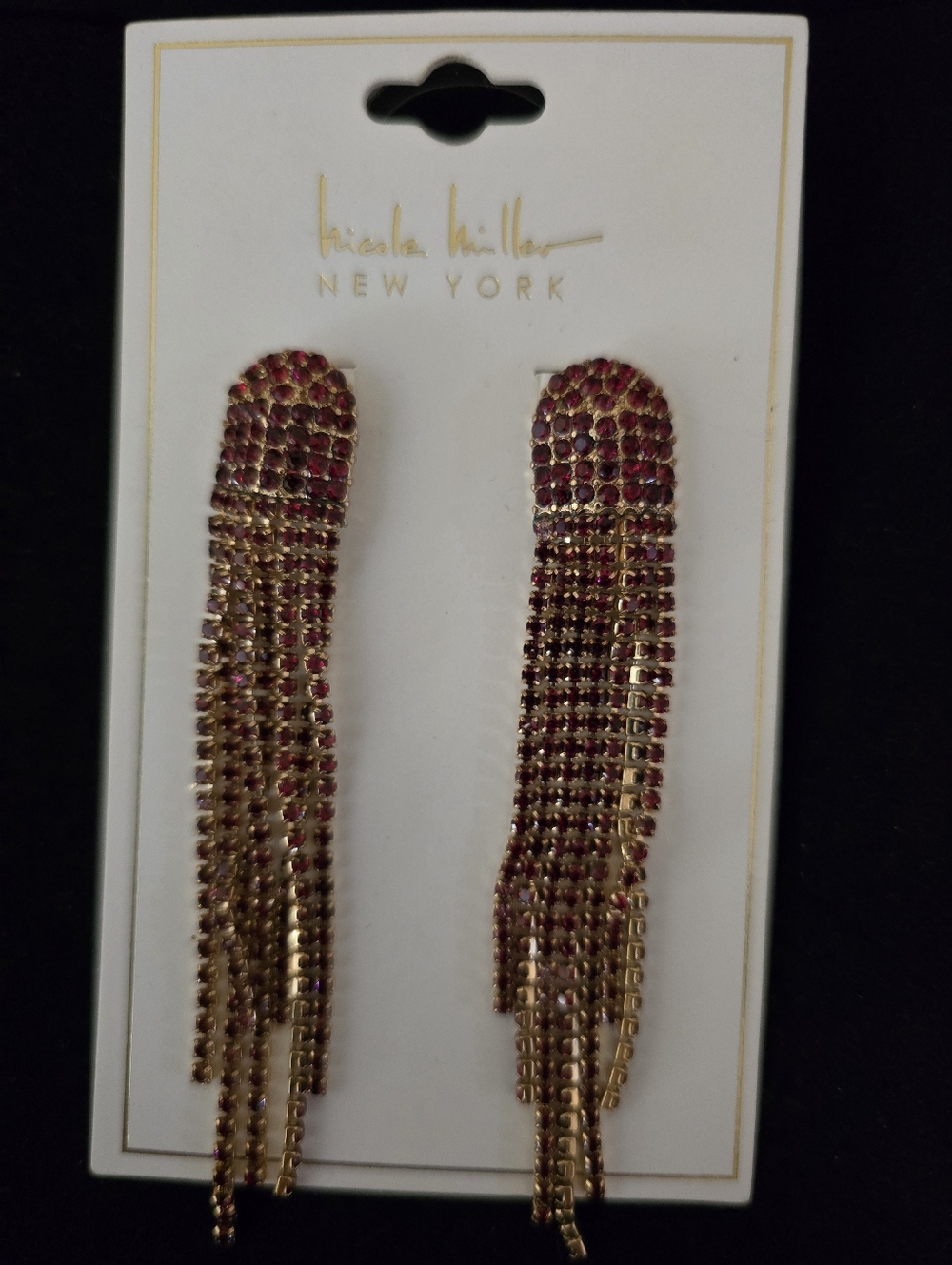 Red And Gold Crystal Tassel Drop Earrings
